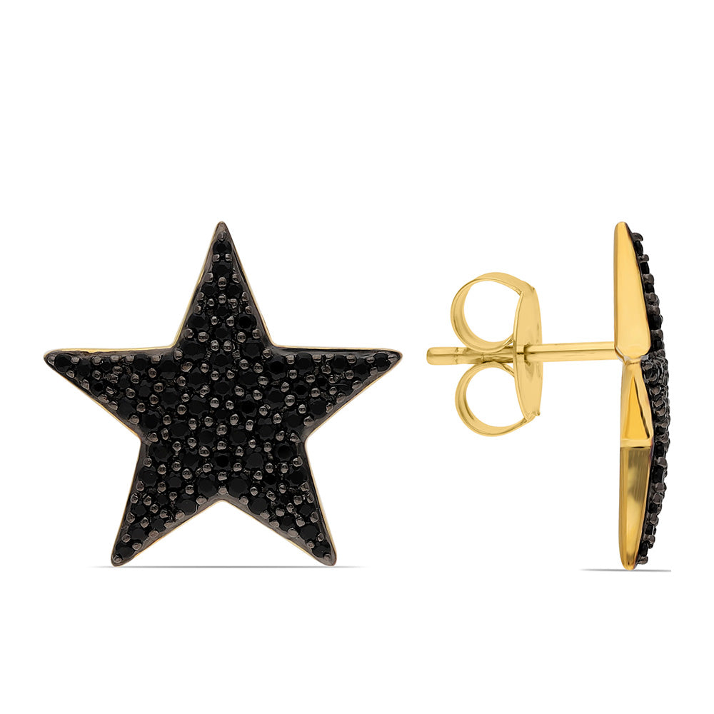 Pozlátené Strieborné Náušnice s Čiernym Spinelom 1 