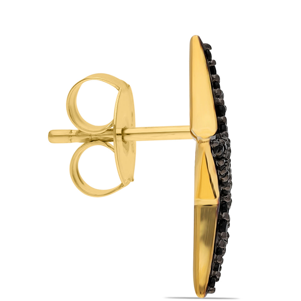 Pozlátené Strieborné Náušnice s Čiernym Spinelom 3 