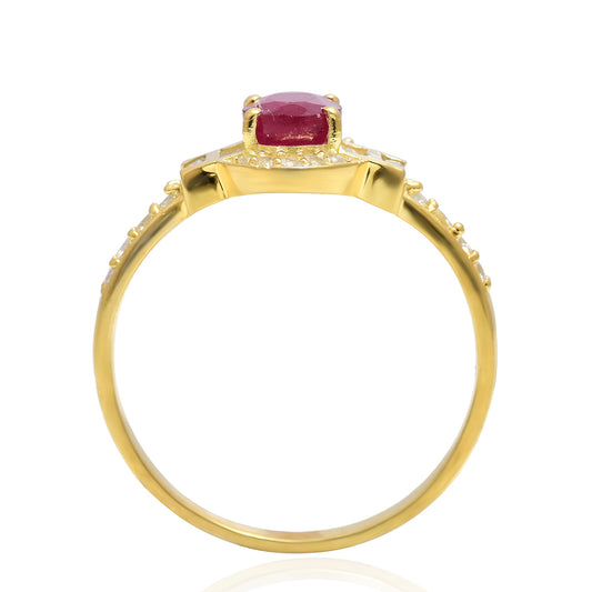 Pozlátený Strieborný Prsteň s Madagaskarským Rubínom a Bielym Topásom