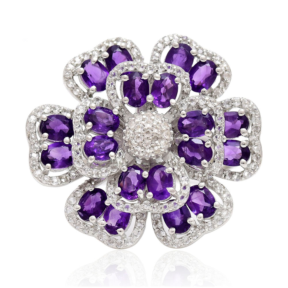 Strieborný Prsteň s Marockým Ametystom a Bielym Topásom 5 