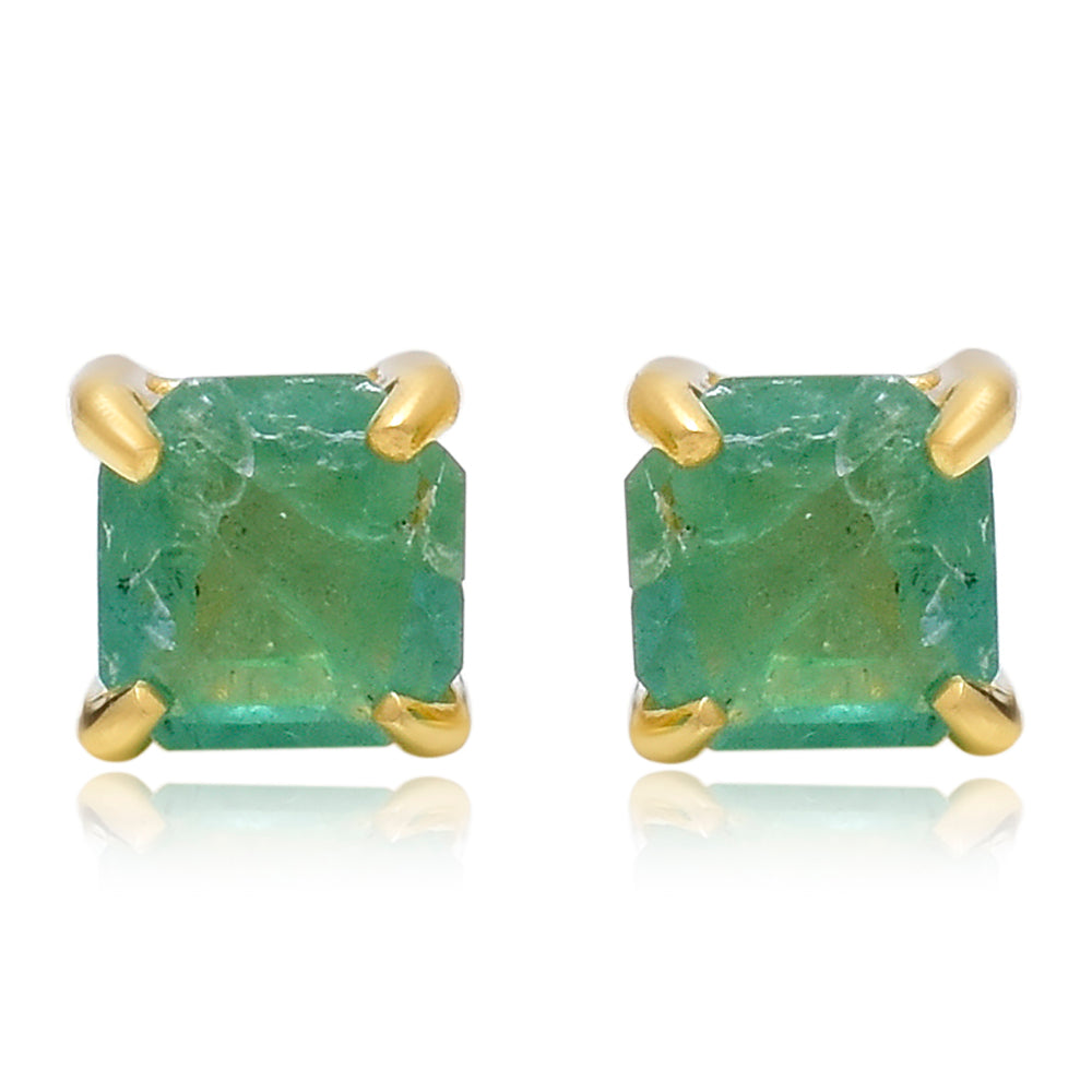 Pozlátené Strieborné Náušnice s Brazílskym Smaragdom 4 