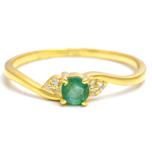 Pozlátený Strieborný Prsteň s Brazílskym Smaragdom a Bielym Topásom