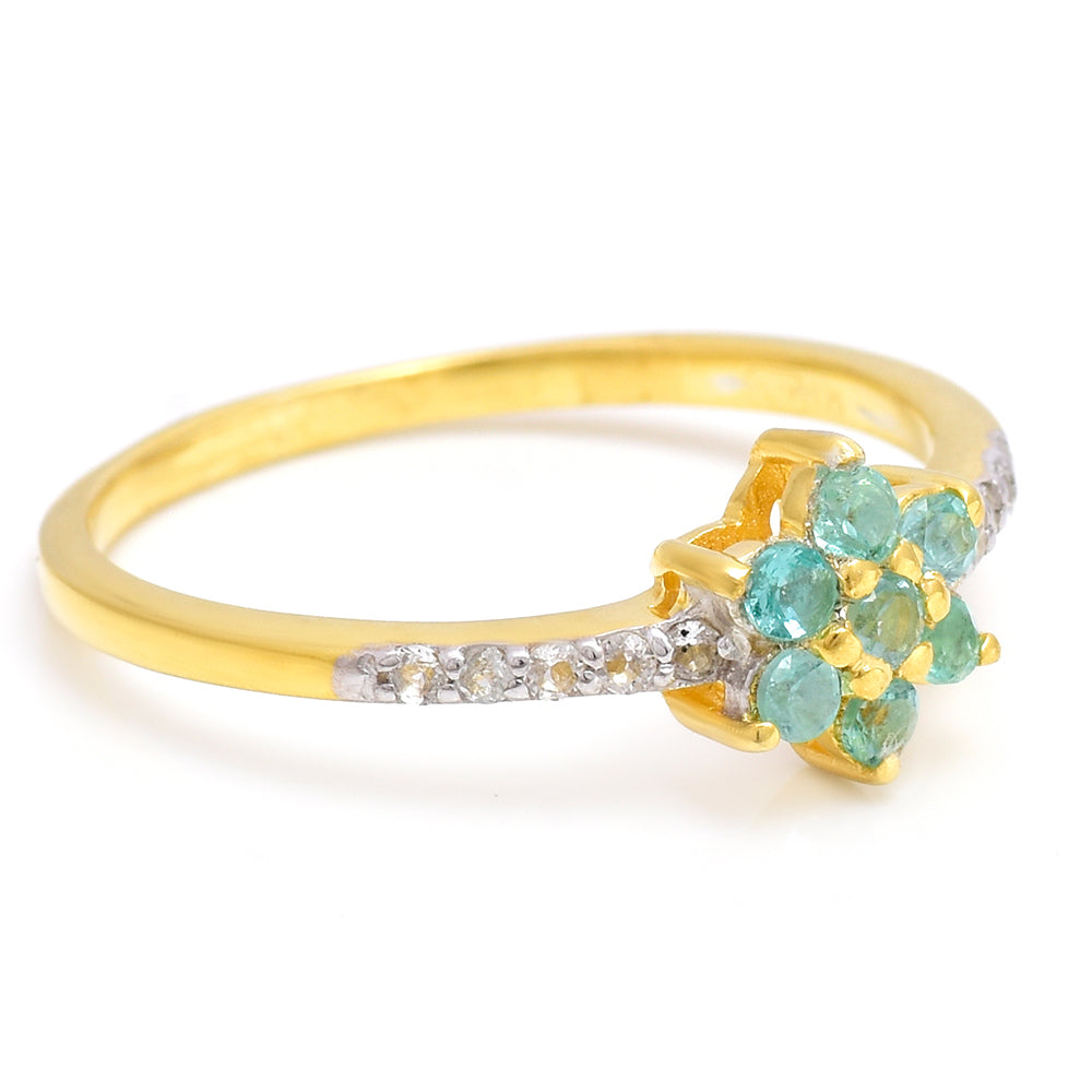 Pozlátený Strieborný Prsteň s Brazílskym Smaragdom a Bielym Topásom