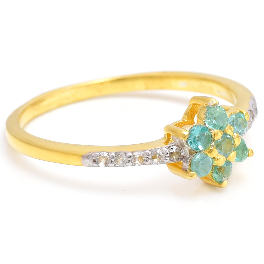 Pozlátený Strieborný Prsteň s Brazílskym Smaragdom a Bielym Topásom