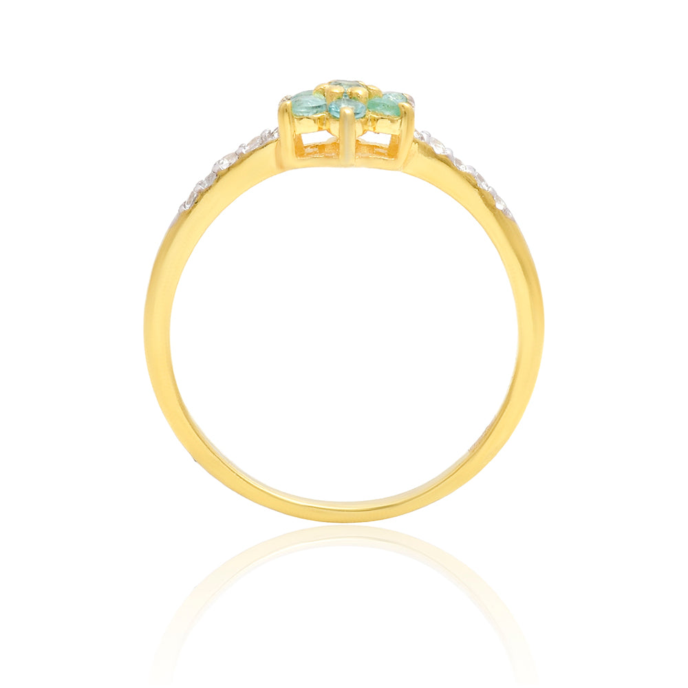 Pozlátený Strieborný Prsteň s Brazílskym Smaragdom a Bielym Topásom 7 