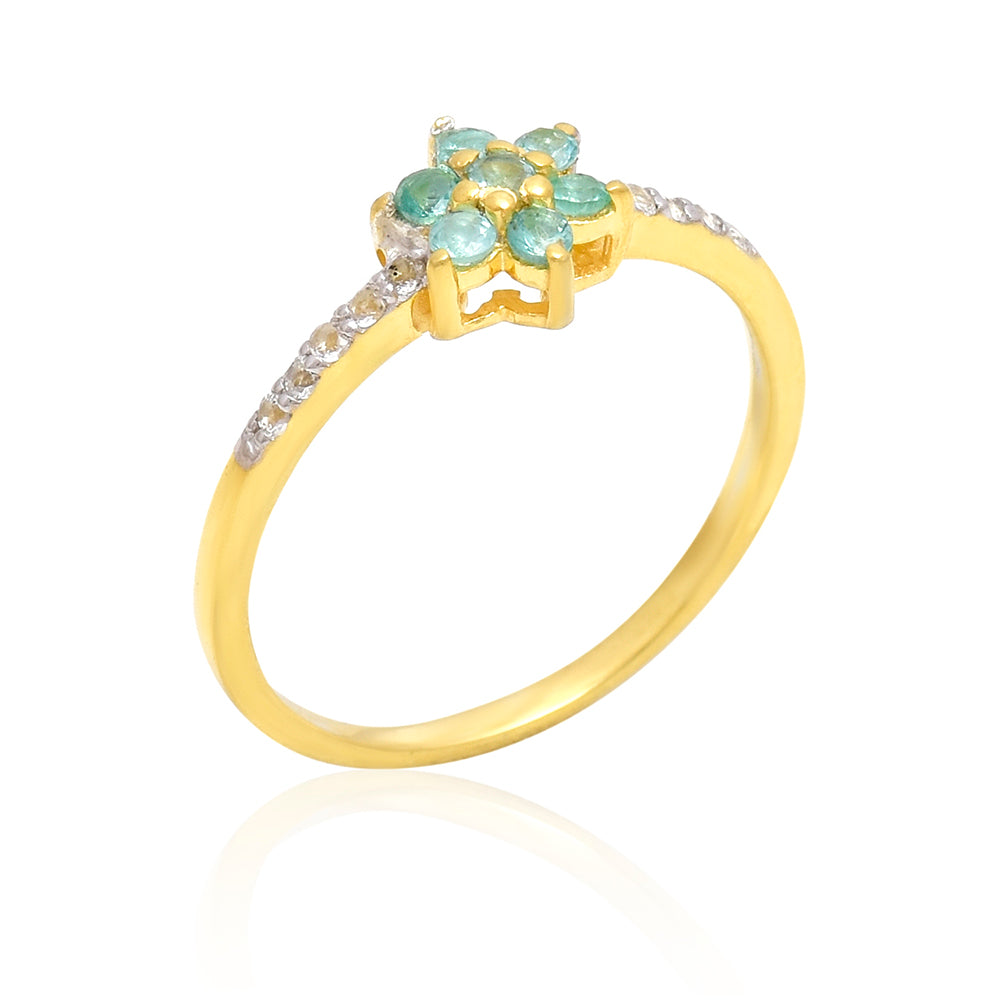 Pozlátený Strieborný Prsteň s Brazílskym Smaragdom a Bielym Topásom 8 