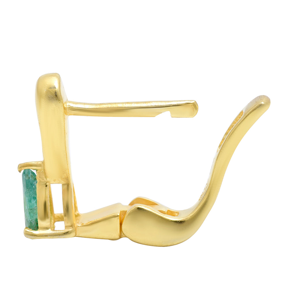Pozlátené Strieborné Náušnice s Brazílskym Smaragdom
