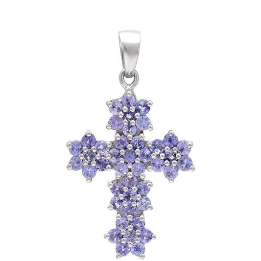 Kríž Strieborný Prívesok s AAA Tanzanitom