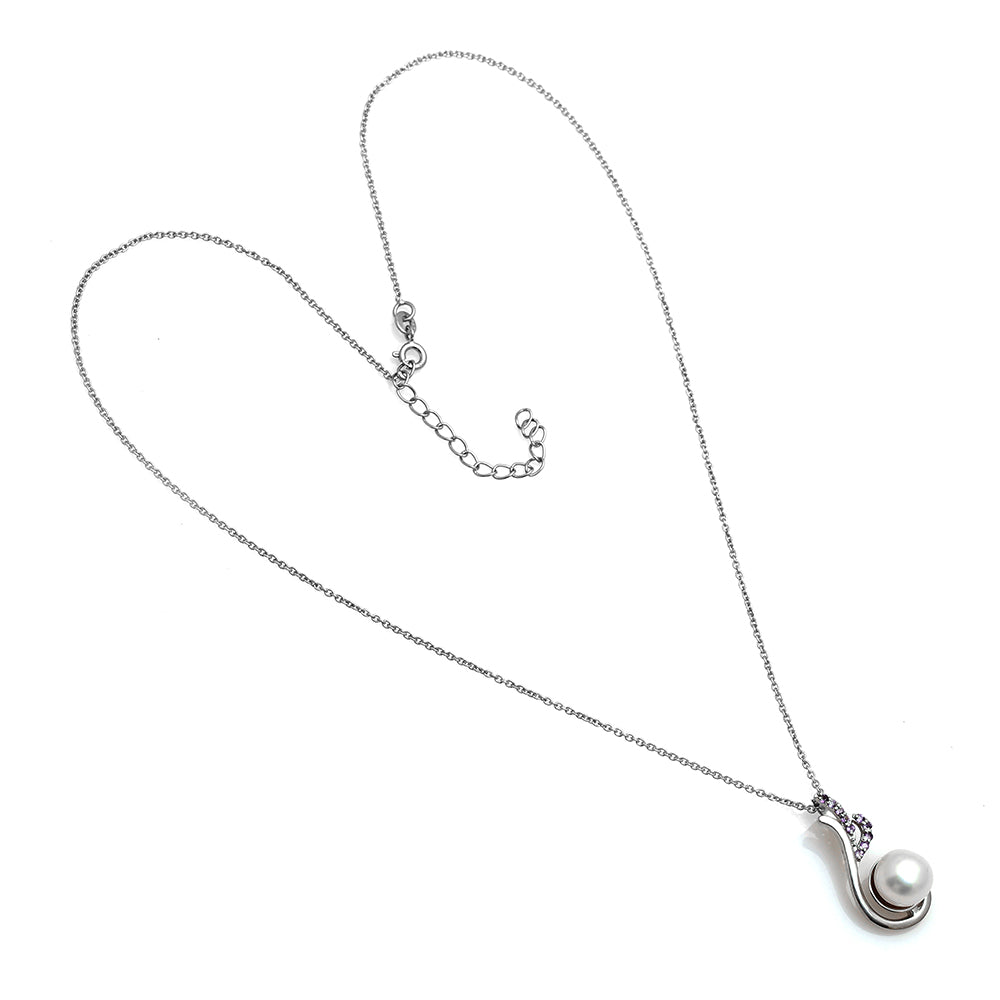 Strieborný Prívesok s Brazílskym Ametystom a Bielou Sladkovodnou Perlou 3 