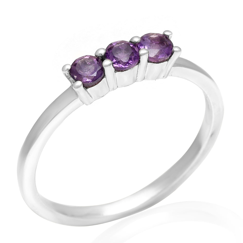 Strieborný Prsteň s Brazílskym Ametystom