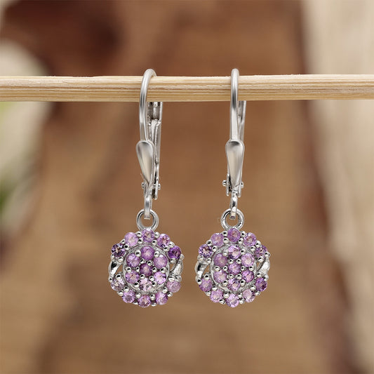 Strieborné Náušnice s Brazílskym Ametystom