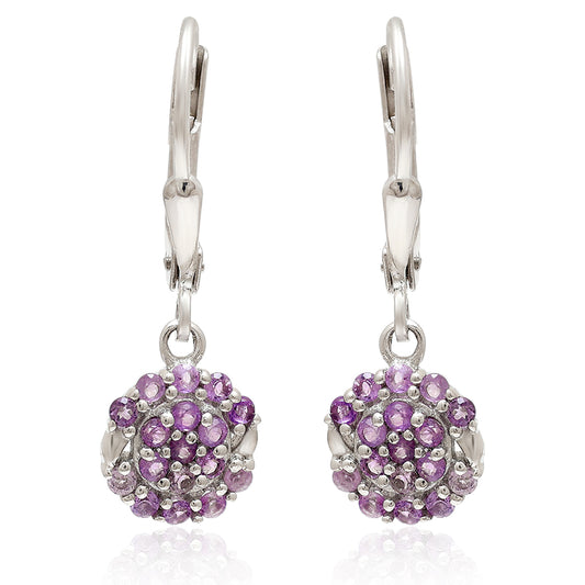 Strieborné Náušnice s Brazílskym Ametystom