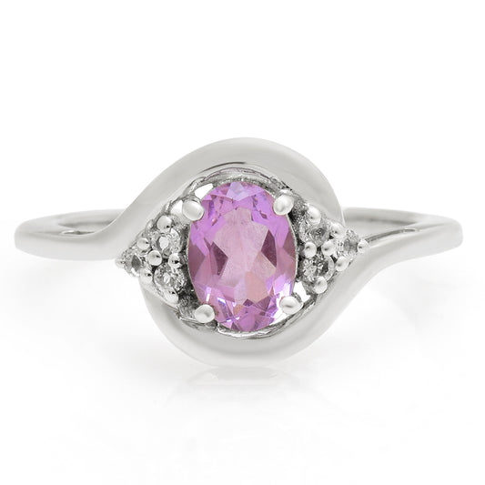 Strieborný Prsteň s Brazílskym Ametystom a Bielym Topásom