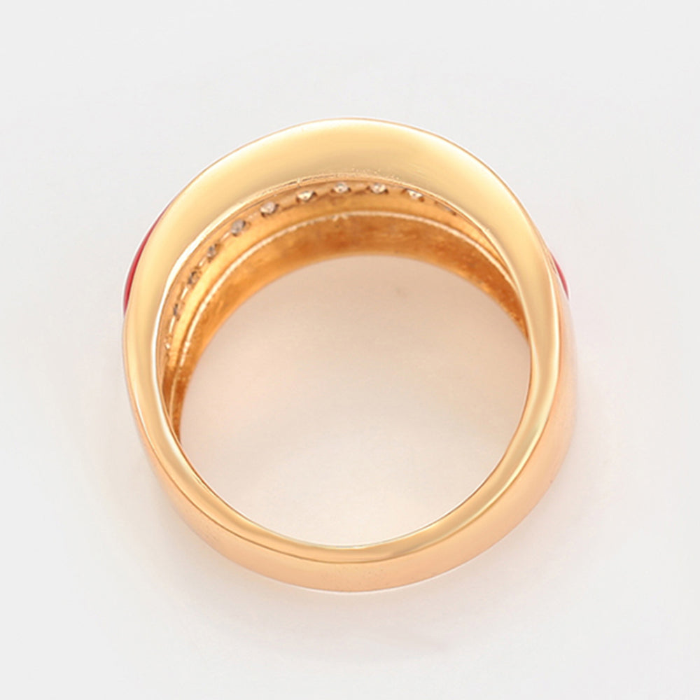 Pozlátené Zliatinové Sada s Červeným Emporia® Krištáľom a Bielym Emporia® Krištáľom ( Náušnice+Prsteň ) 6 