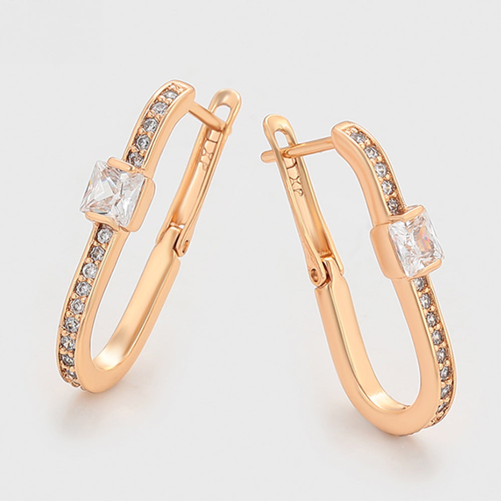 Pozlátené Zliatinové Náušnice s Bielym Emporia® Krištáľom 4 