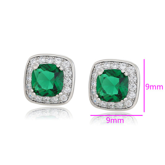 Pozlátené Zliatinové Náušnice s so Zeleným Emporia® Krištáľom a Bielym Emporia® Krištáľom