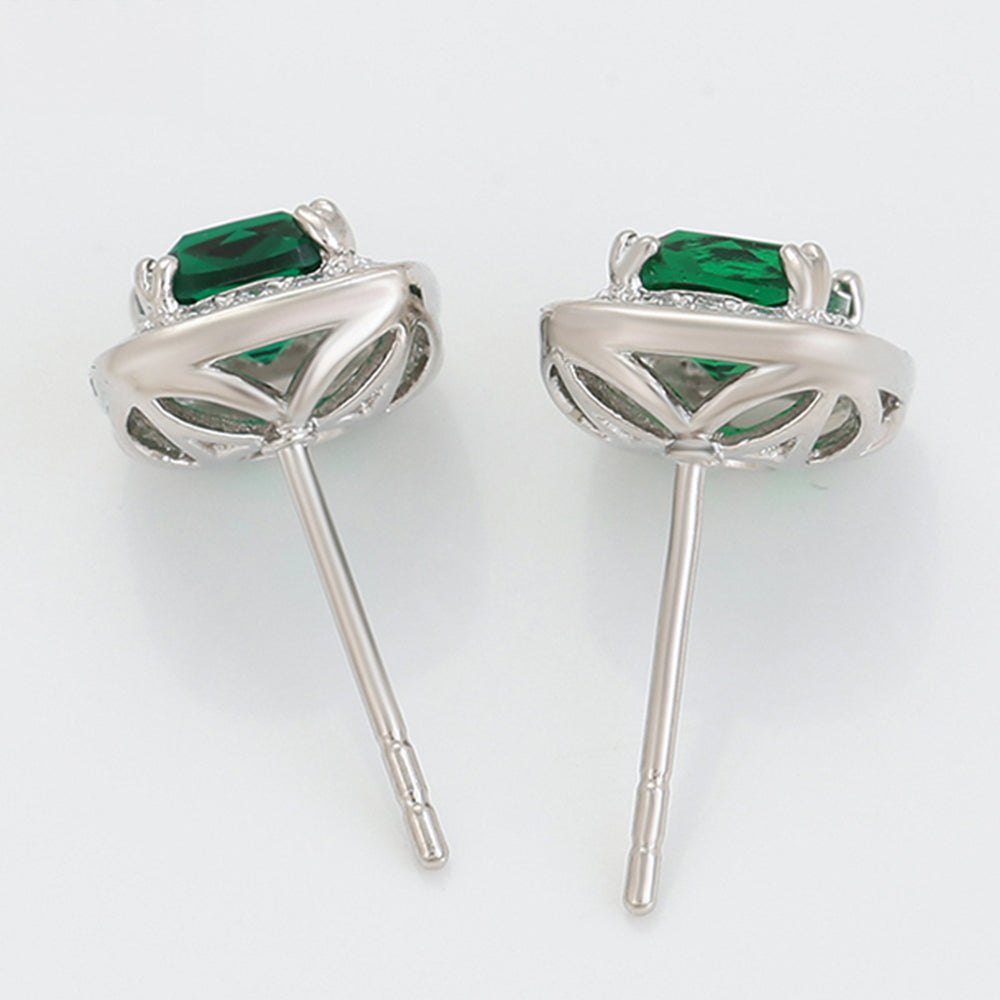 Pozlátené Zliatinové Náušnice s so Zeleným Emporia® Krištáľom a Bielym Emporia® Krištáľom 6 