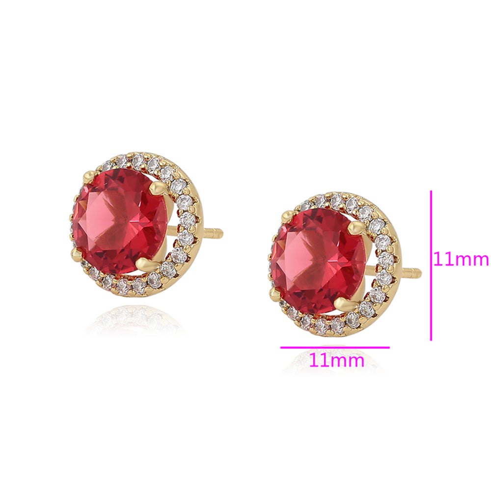 Pozlátené Zliatinové Náušnice s Červeným Emporia® Krištáľom a Bielym Emporia® Krištáľom 2 