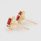 Pozlátené Zliatinové Náušnice s Červeným Emporia® Krištáľom a Bielym Emporia® Krištáľom