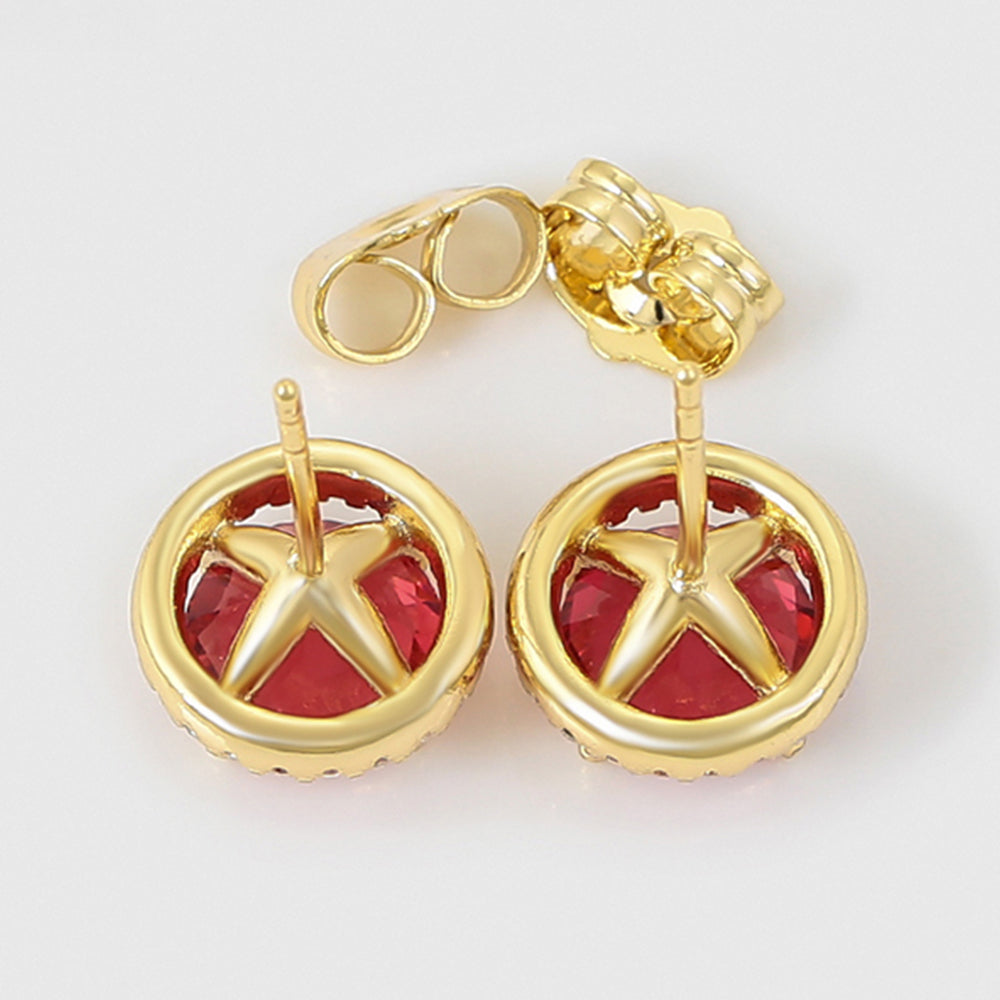 Pozlátené Zliatinové Náušnice s Červeným Emporia® Krištáľom a Bielym Emporia® Krištáľom 5 
