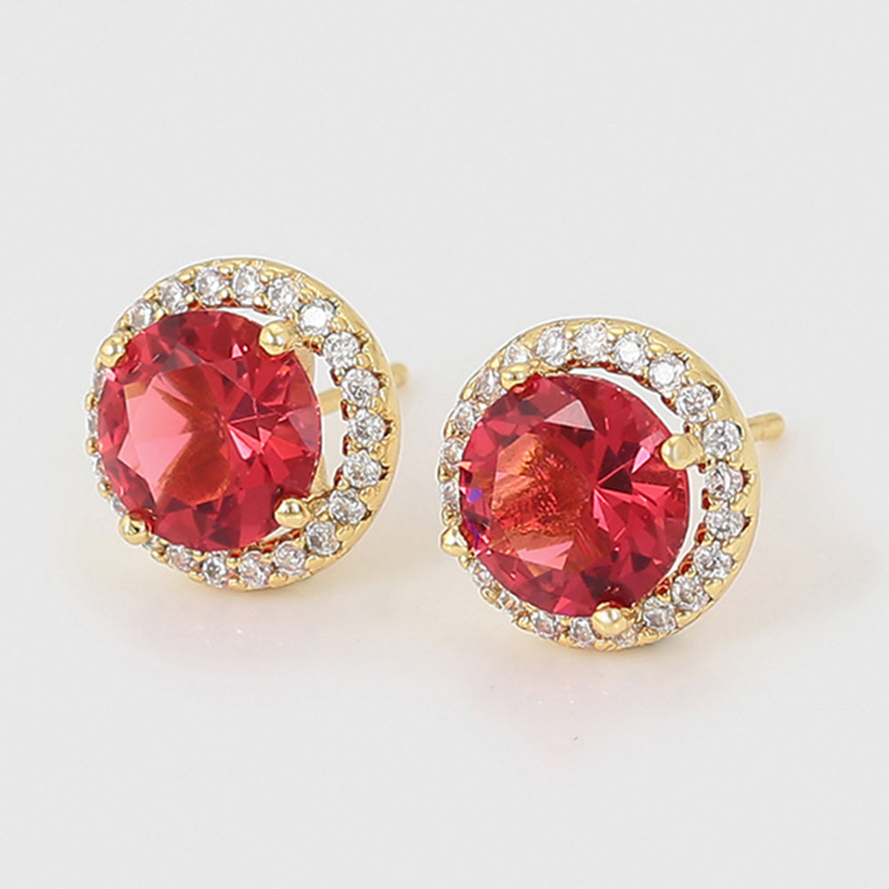 Pozlátené Zliatinové Náušnice s Červeným Emporia® Krištáľom a Bielym Emporia® Krištáľom 7 