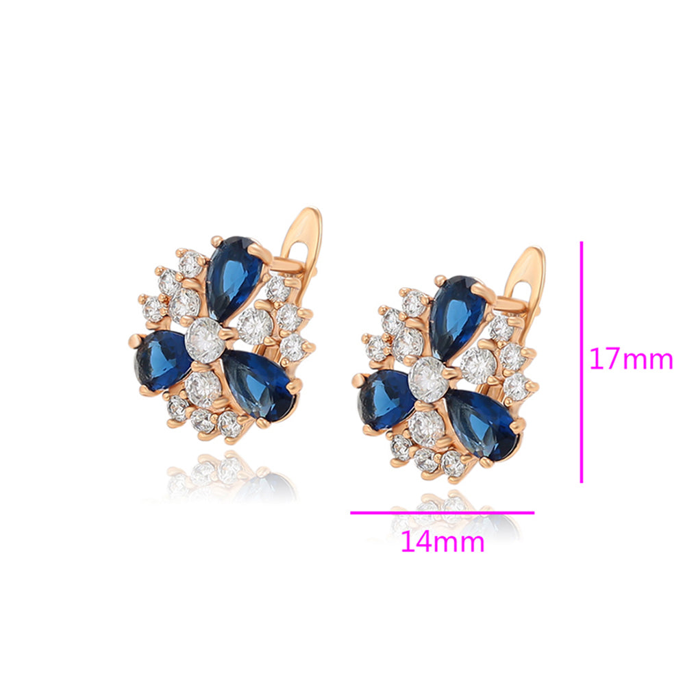 Pozlátené Zliatinové Náušnice s Modrým Emporia® Krištáľom a Bielym Emporia® Krištáľom 2 