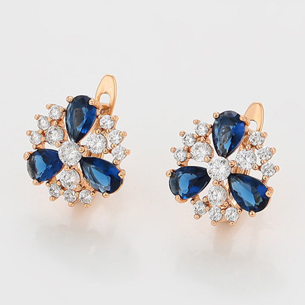 Pozlátené Zliatinové Náušnice s Modrým Emporia® Krištáľom a Bielym Emporia® Krištáľom 3 