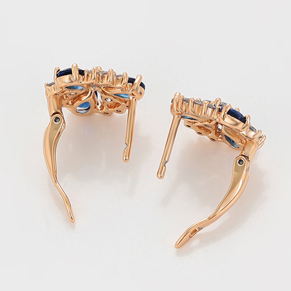 Pozlátené Zliatinové Náušnice s Modrým Emporia® Krištáľom a Bielym Emporia® Krištáľom 7 