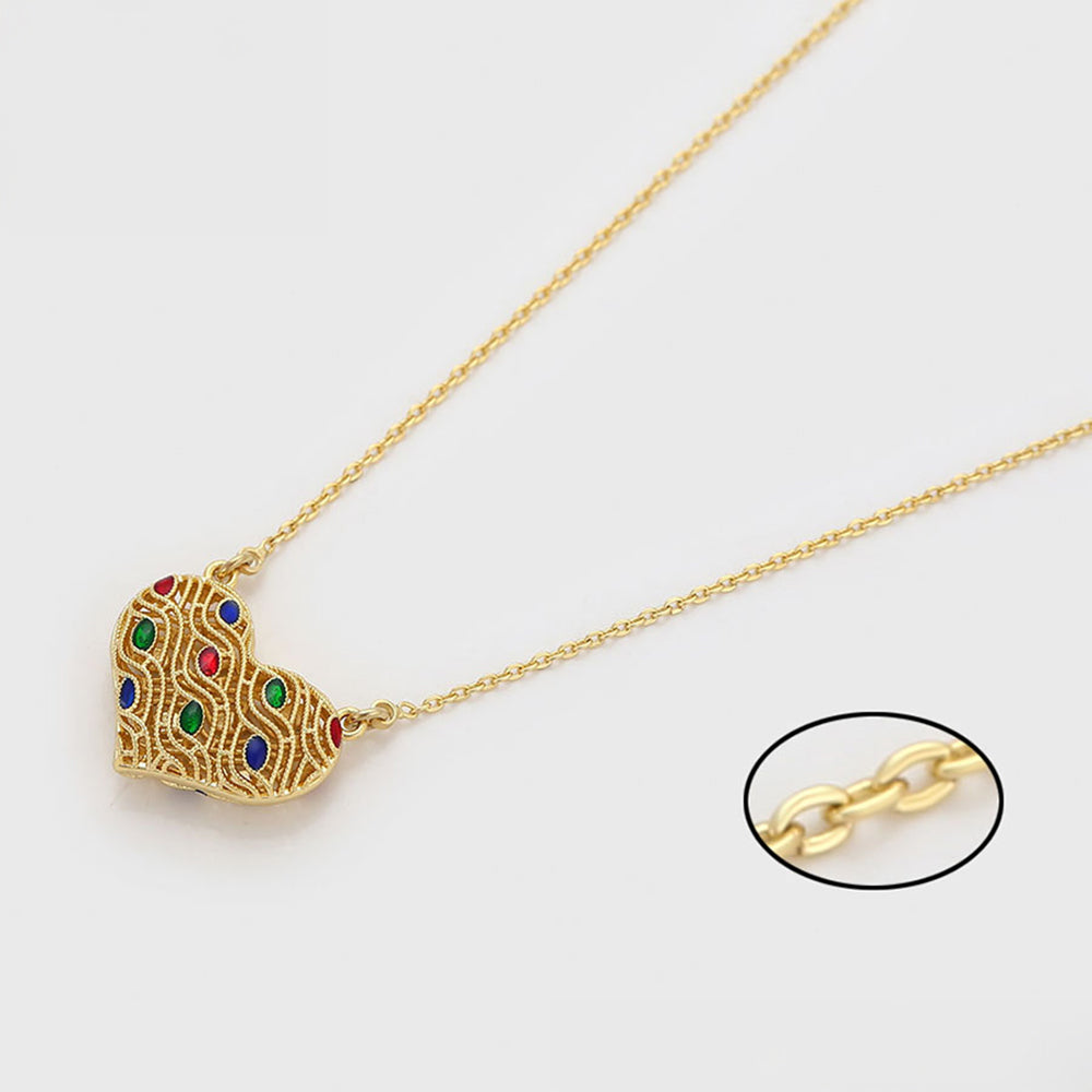 Pozlátený Zliatinový Náhrdelník s Červeným Emporia® Krištáľom a so Zeleným Emporia® Krištáľom 5 
