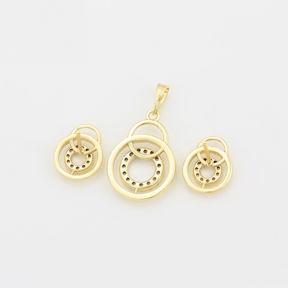 Pozlátené Zliatinové Sada s Bielym Emporia® Krištáľom ( Náušnice+Prívesok ) 3 