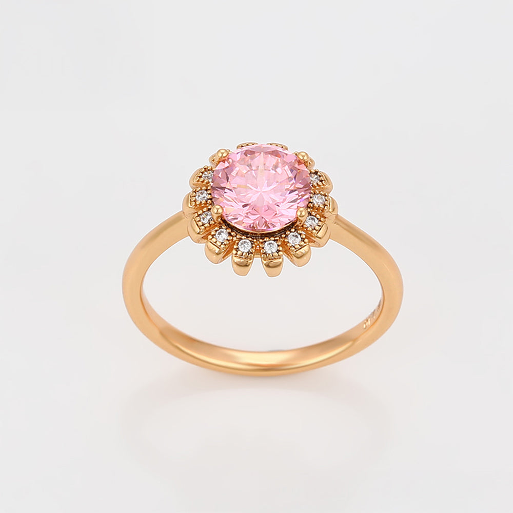 Pozlátené Zliatinové Sada s Ružovým Emporia® Krištáľom a Bielym Emporia® Krištáľom ( Náušnice+Prsteň +Prívesok ) 6 