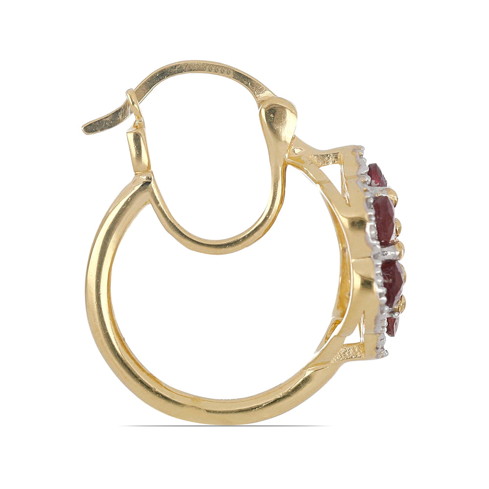 Pozlátené Strieborné Náušnice s Madagaskarským Rubínom a Bielym Topásom 2 