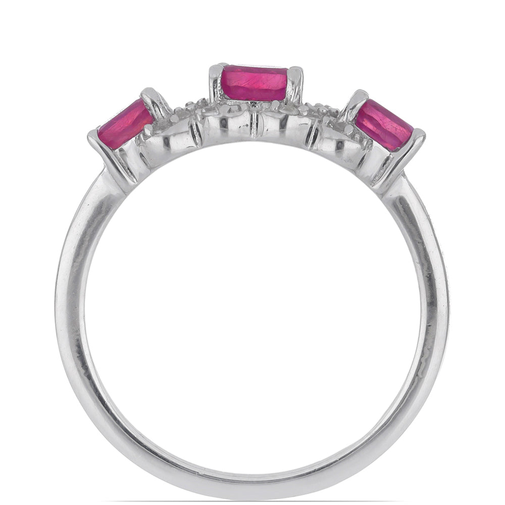 Strieborný Prsteň s Madagaskarským Rubínom a Bielym Topásom 3 