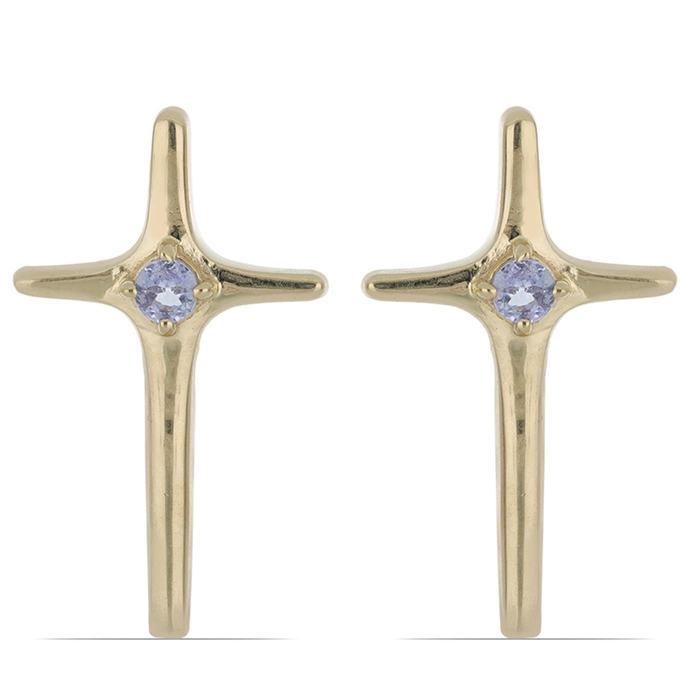 Pozlátené Strieborné Náušnice s Tanzanitom 1 