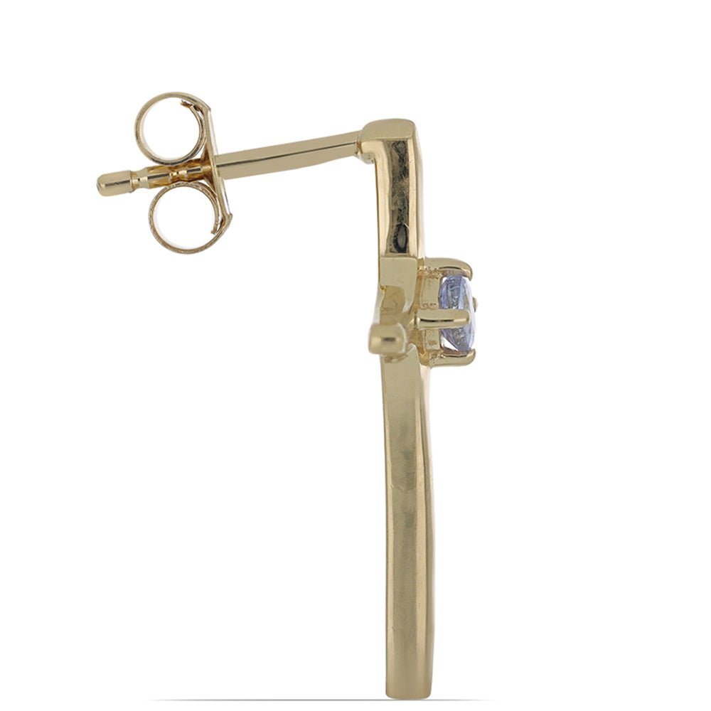 Pozlátené Strieborné Náušnice s Tanzanitom