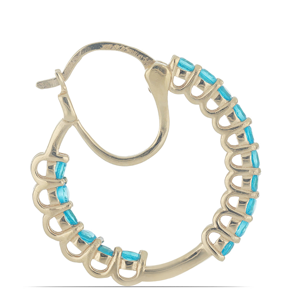 Pozlátené Strieborné Náušnice s Neónovým Apatitom zo Sludyanky.