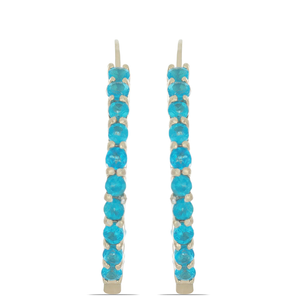 Pozlátené Strieborné Náušnice s Neónovým Apatitom zo Sludyanky.