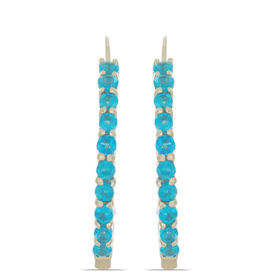 Pozlátené Strieborné Náušnice s Neónovým Apatitom zo Sludyanky.