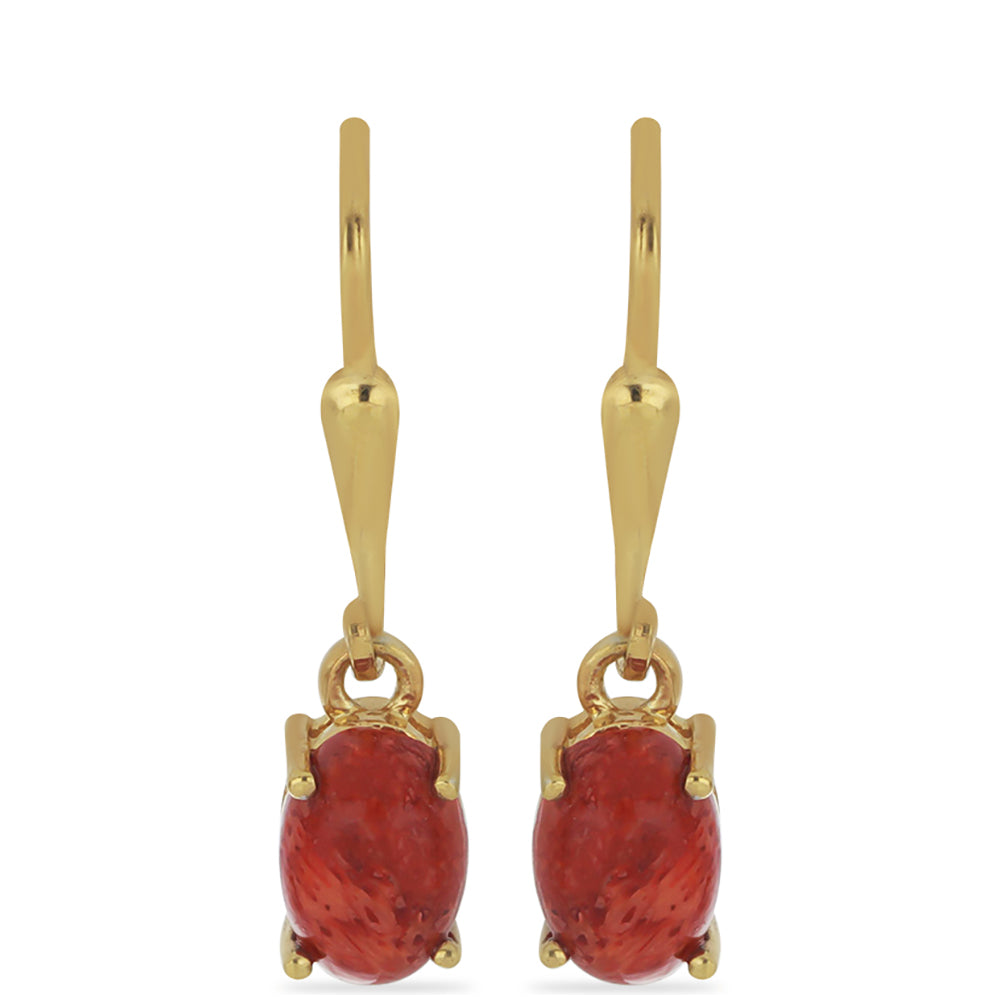 Pozlátené Strieborné Náušnice s Červeným Hubovitým Koralom 1 