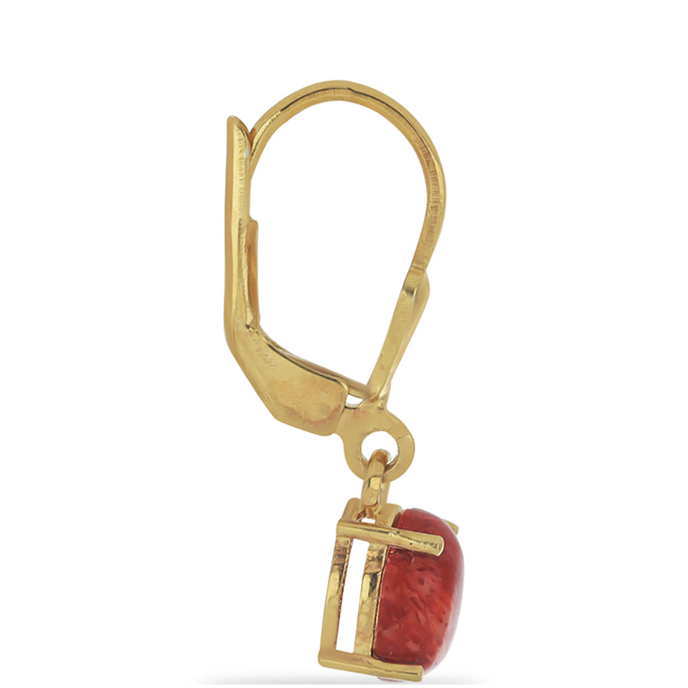 Pozlátené Strieborné Náušnice s Červeným Hubovitým Koralom