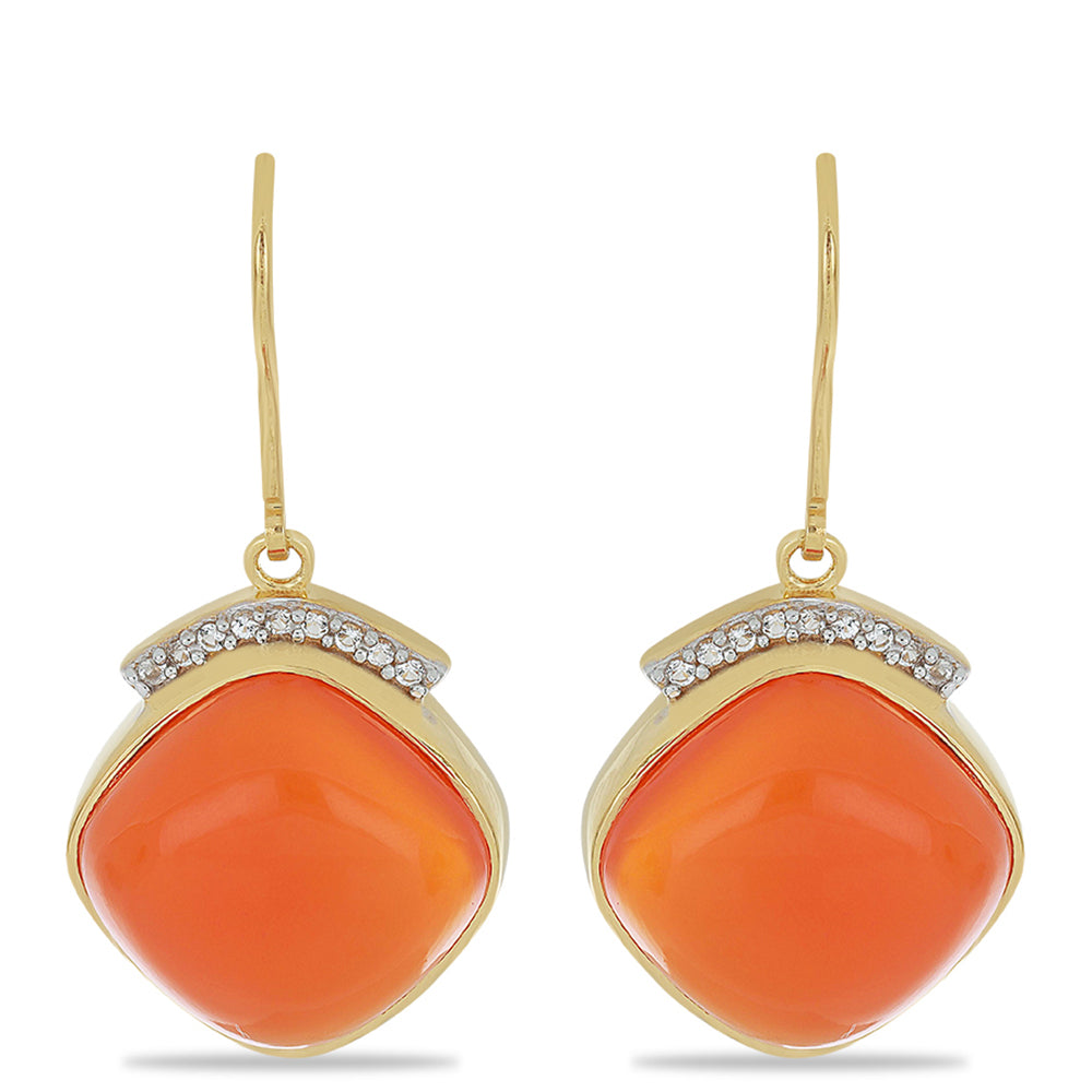 Pozlátené Strieborné Náušnice s Karneolom z Tagebau a Bielym Topásom 1 