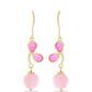 Pozlátené Strieborné Náušnice s so Sýto Ružovým Opálom z Lega Dembi a Ružovým Opálom