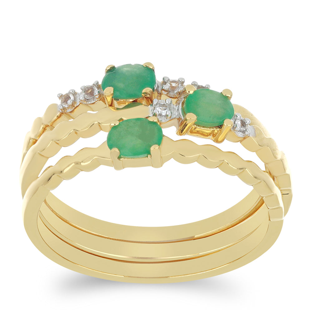 Pozlátené Strieborné Sada s Brazílskym Smaragdom a Bielym Topásom