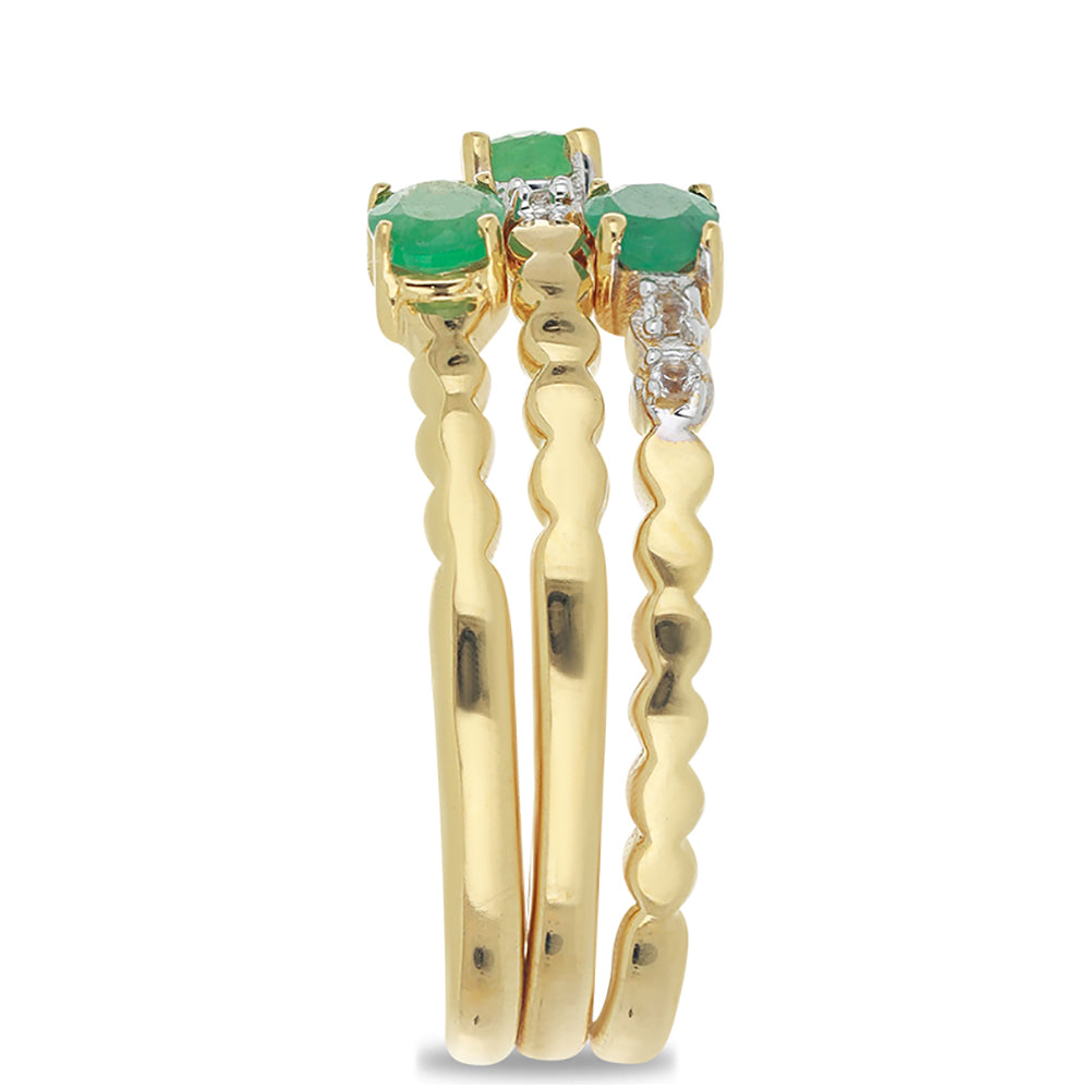 Pozlátené Strieborné Sada s Brazílskym Smaragdom a Bielym Topásom 4 