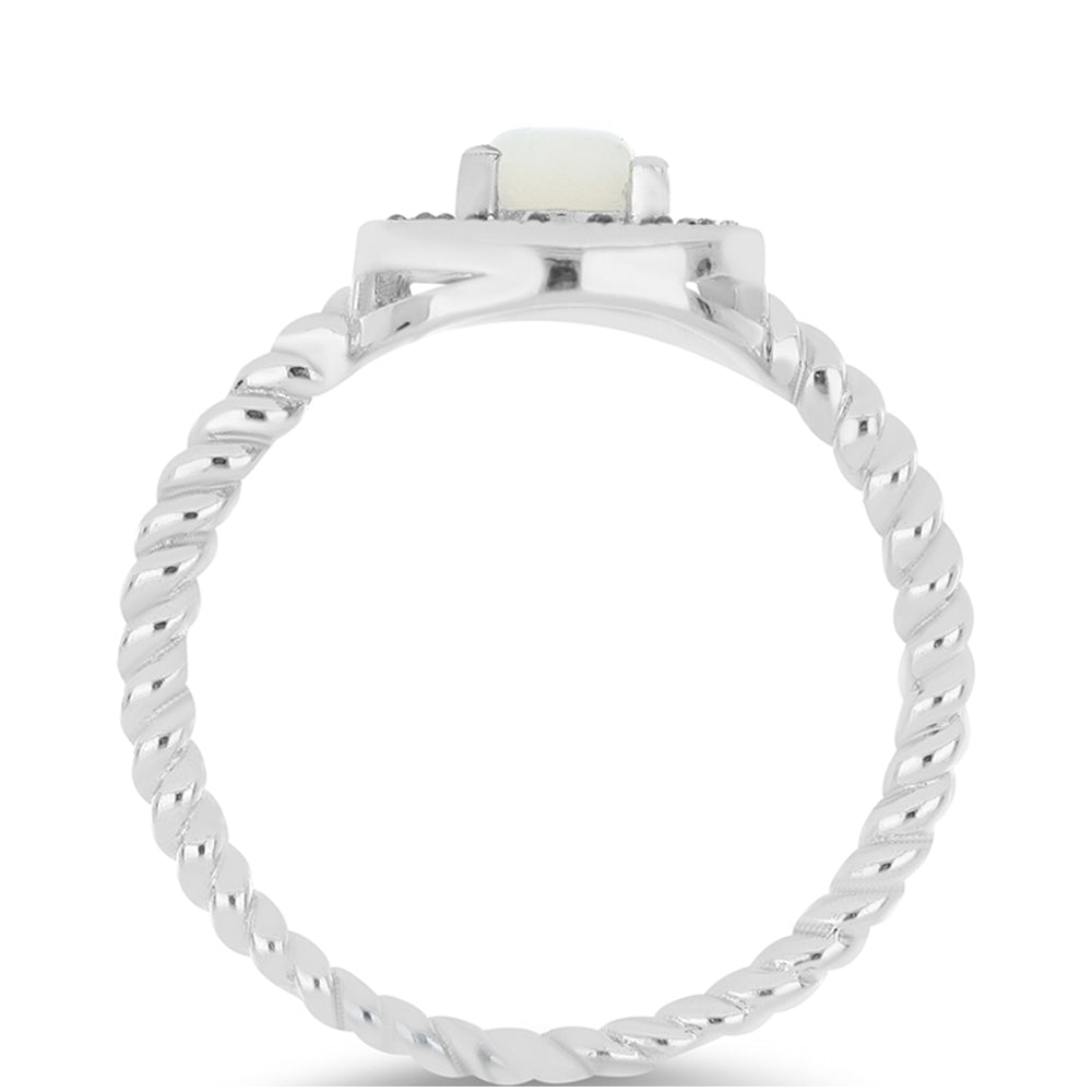 Strieborný Prsteň s Rakúskym Markasitom a Bielou Sladkovodnou Perlou 2 