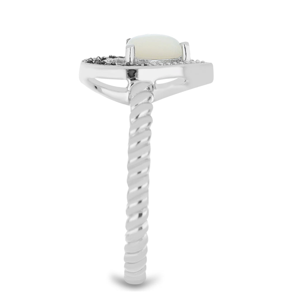 Strieborný Prsteň s Rakúskym Markasitom a Bielou Sladkovodnou Perlou