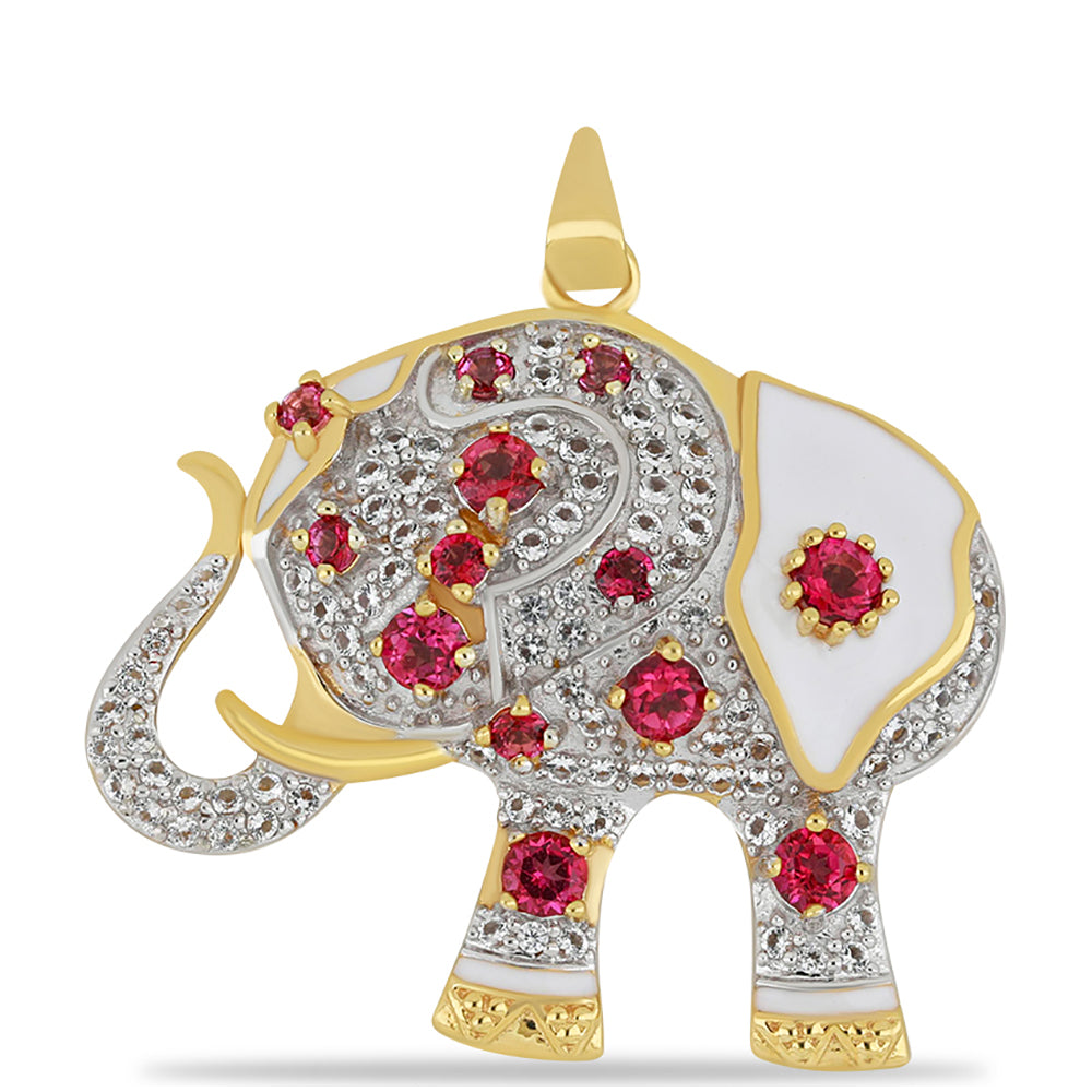 Pozlátený Strieborný Prívesok s so Smaltom a Ružovým Topásom 1 