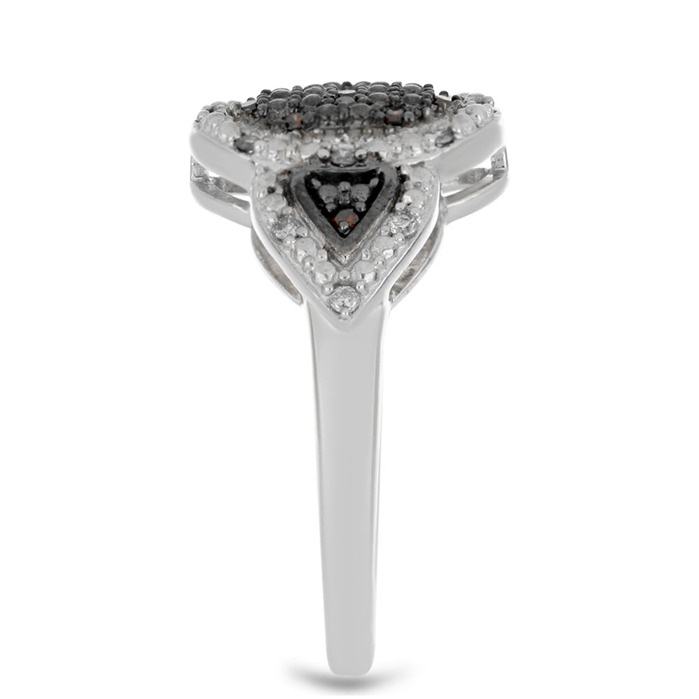 Strieborný Prsteň s Červeným Diamantom a Bielym Diamantom 4 