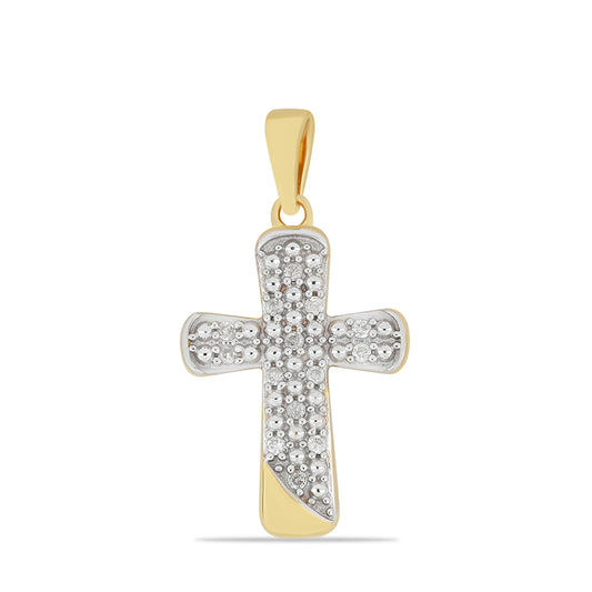 Kríž Pozlátený Strieborný Prívesok s Bielym Diamantom