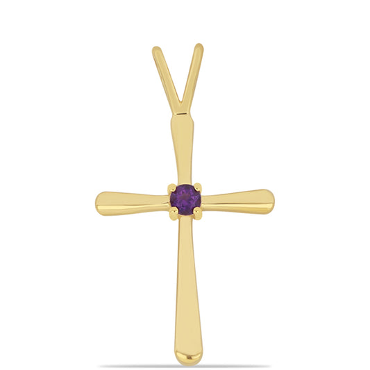 Kríž Pozlátený Strieborný Prívesok s Marockým Ametystom